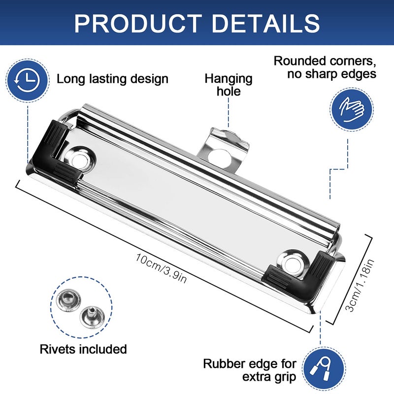 Meetory 10 Pack Mountable Clipboard Clips,Spring Loaded Surface Mount Handle with Rubber Grip and Hanging Hole - Image 2